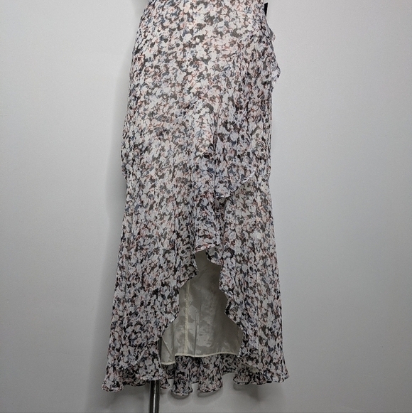 NWT Express white blue grey v neck spaghetti strap ruffle summer sun dress S - Picture 5 of 10